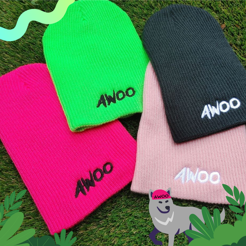 AWOO EMBROIDERED KNIT BEANIE