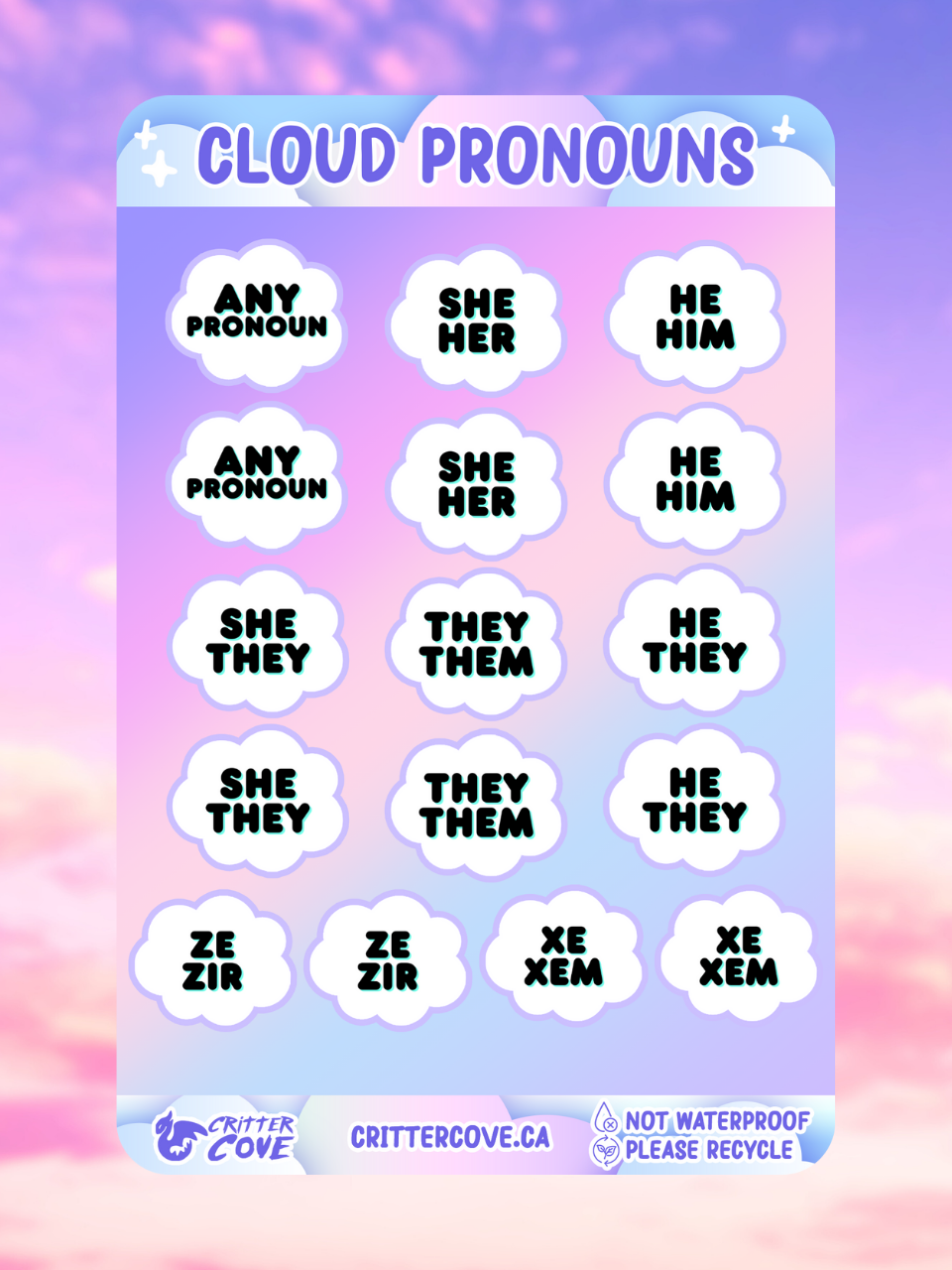 CLOUD PRONOUNS / STICKER SHEET A5