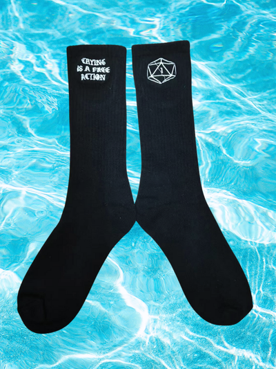 CRYING IS A FREE ACTION // EMBROIDERED CREW SOCKS