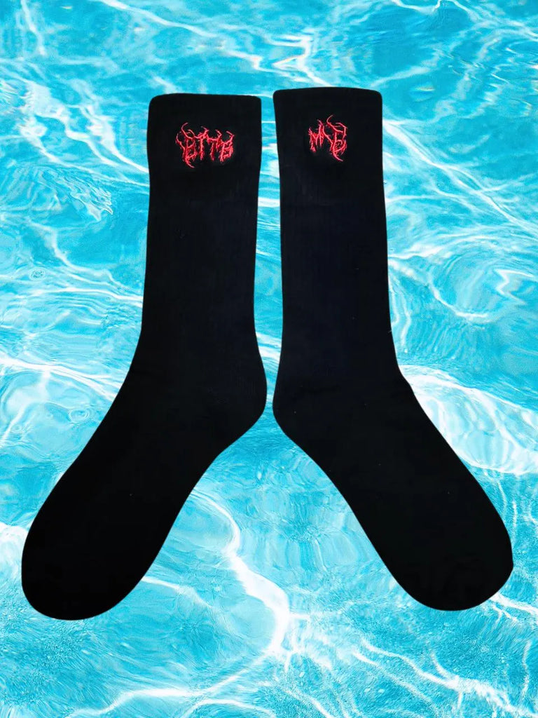 BITE ME // EMBROIDERED CREW SOCKS